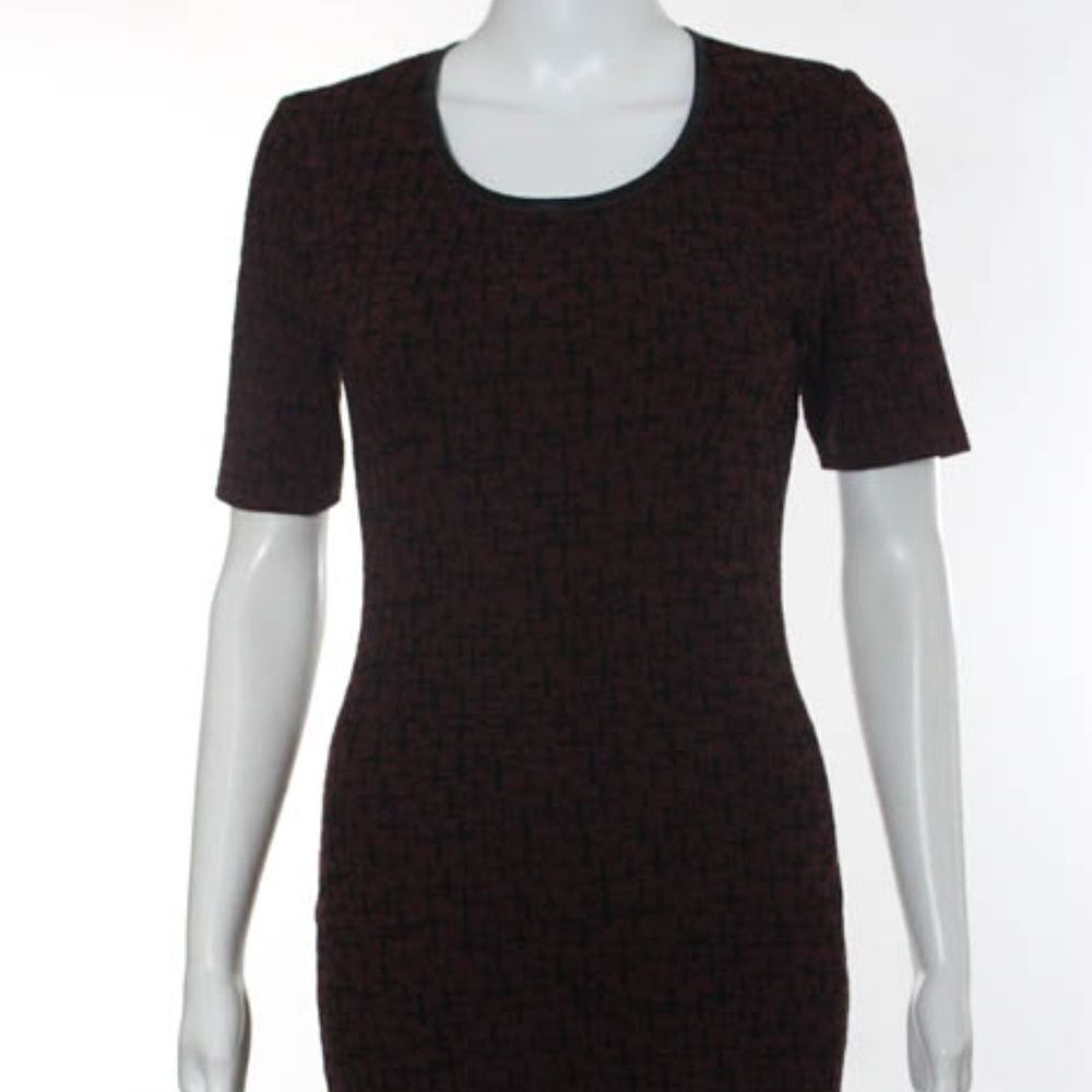 Topshop Red Black Knit Shift Dress Sz. 8